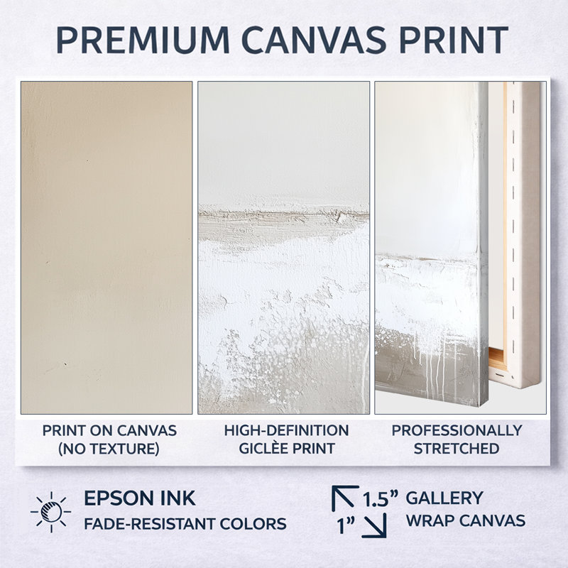 Décoration murale abstraite «Coastal Soft Waves I» - beige propre, H 44 po x l 34 po, Toile tendue