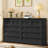 2 Piece Bedroom  Set-upholstered Leather Floating Led Bed Frame And 55.01" W 10 Drawers  Dresser