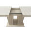 Table de salle à manger rectangulaire extensible, convenant pour 6 à 10 personnes, avec un motif de travertin veiné, dimensions 160 à 200 cm, simple et élégante.