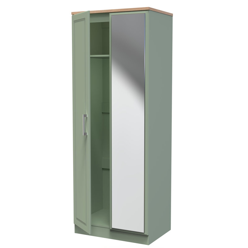 Aalysia Manufactured Wood Wardrobe, Reed Green/Bardolino Oak