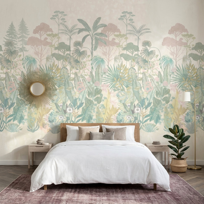 Papier peint amovible paysage tropical tropical, 120 po x 96 po, Peler et coller