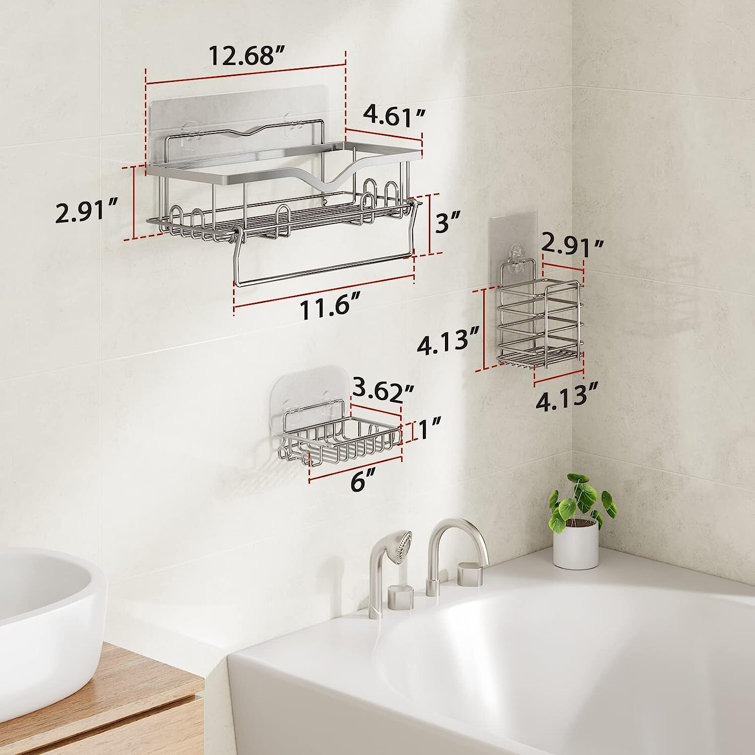 Zack Adhesive Stainless Steel Shower Caddy Rebrilliant Finish: Silver