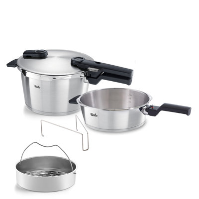 Ensemble 2 pièces Vitaquick® de qualité supérieure: poêle à pression de 2,6 pintes et autocuiseur de 4,8 pintes avec insert de vapeur et trépied