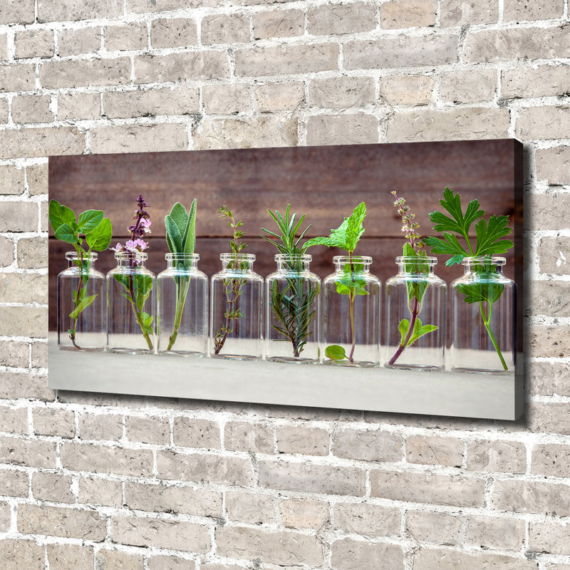 Plants In Jars - No Frame Print, Canvas, 70cm H x 140cm W x 2cm D