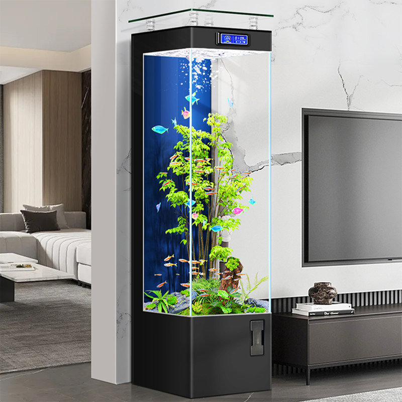Aquarium autoportant moderne 55-64 gallons en acrylique Eco, 19.69, Noir