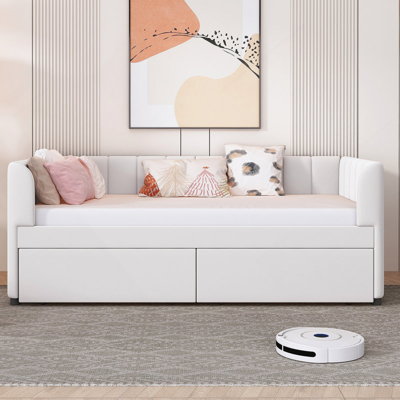 Lit de jour rembourré avec dossier ErgoNomic Design et 2 tiroirs