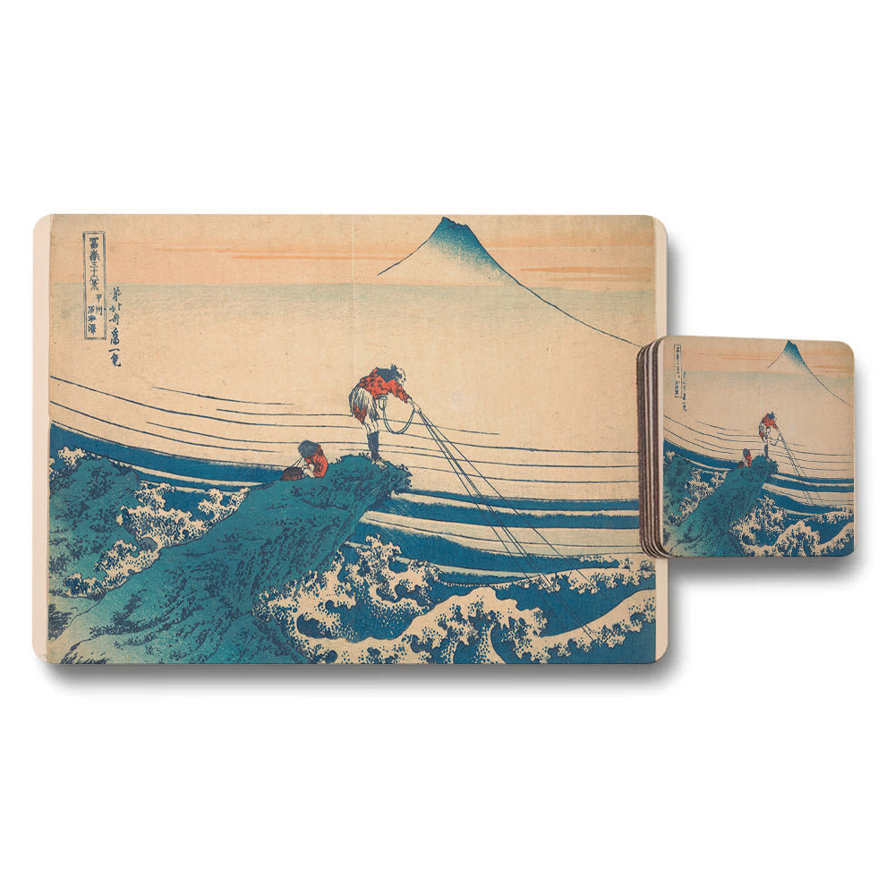 The Great Wave Off Kanagawa Placemats And Coaster Set