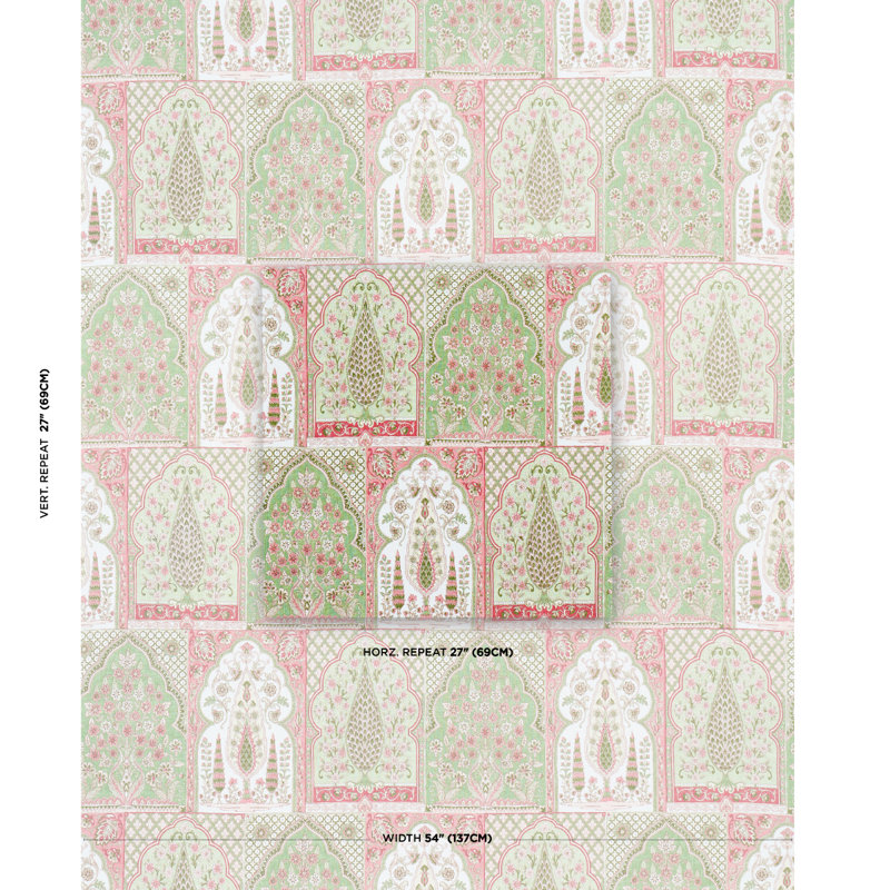 Barra Palace Fabric, Pink/Green