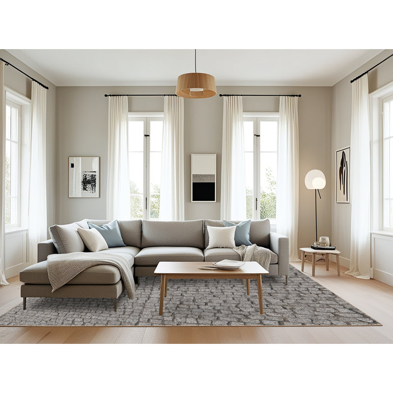 Tapis gris tissé à la machine, Rectangle 8 pi x 12 pi