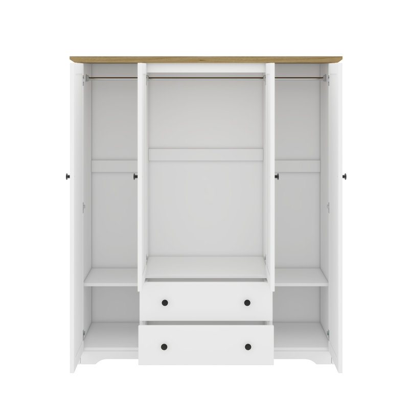 Armoire penderie 4 portes avec 2 tiroirs