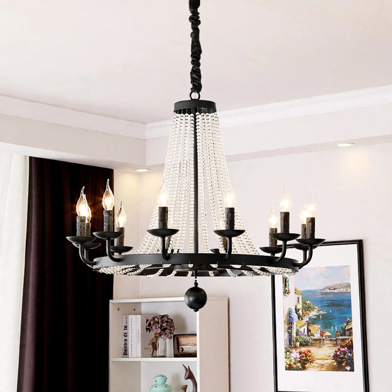 Tackett 12 - Light Candle Style Chandelier, Black