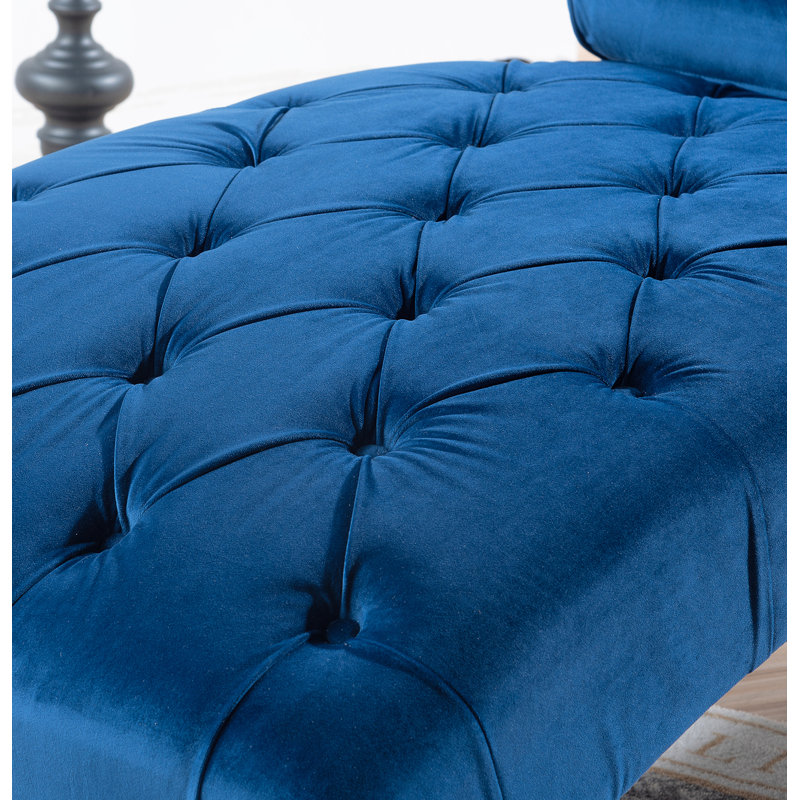 Chaise longue rembourrée Eyona, Mélange de polyester bleu