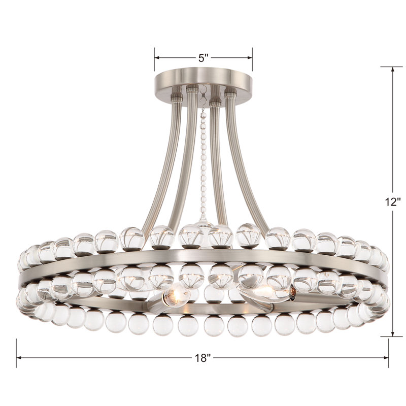 Clover 4 - Light Semi Flush Mount, Brushed Nickel