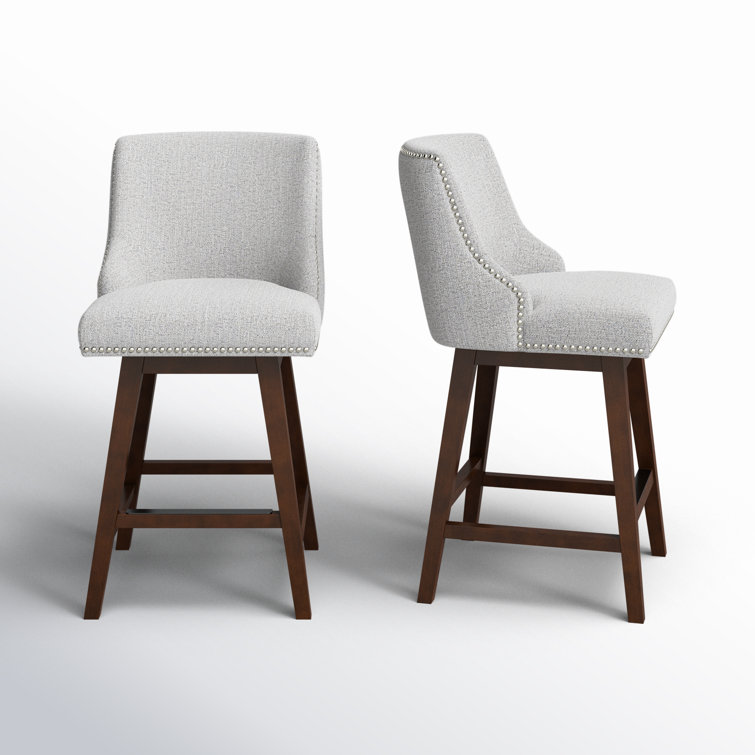 Orbay Swivel Upholstered 26'' Counter Stool With Solid Wood Frame