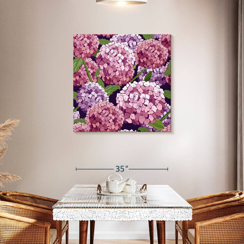 Hortensias roses et mauves Harnek, H 36 po x l 36 po