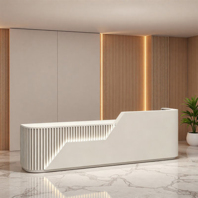 Comptoir de caisse élégant et contemporain - Design polyvalent pour espace commercial