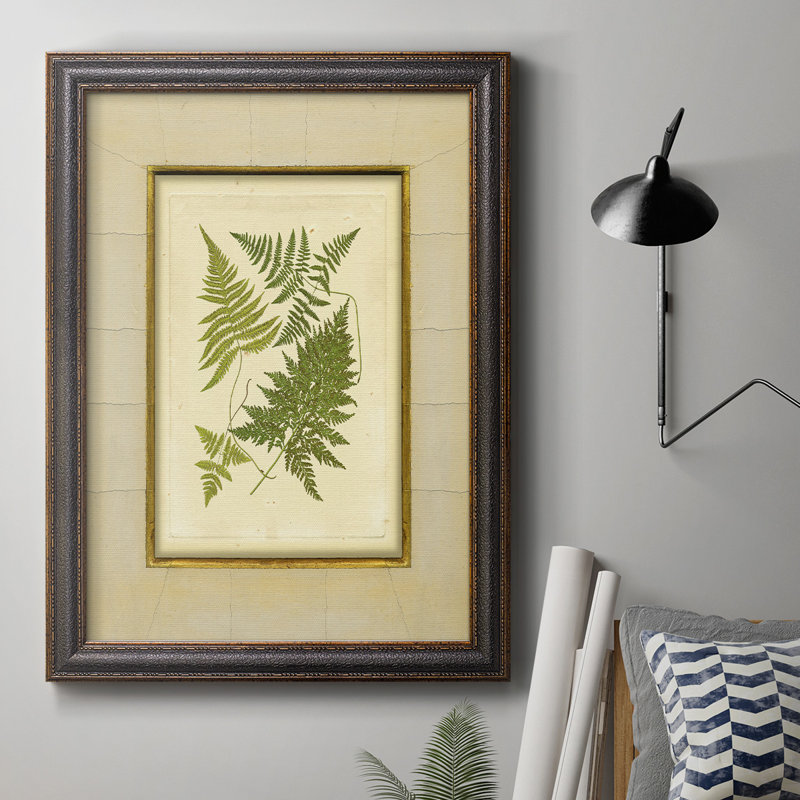 Fougère avec toile craquelée (H) I, toile encadrée de qualité supérieure - prête à être accrochée