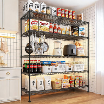 Heavy Duty 4-Tier Metal Storage Rack, Adjustable Wire Shelving Unit with 800 Lbs Capacity & Rust-Resistant Finish for Garage, Kitchen & Warehouse, 120×45×160cm/150x45x180cm