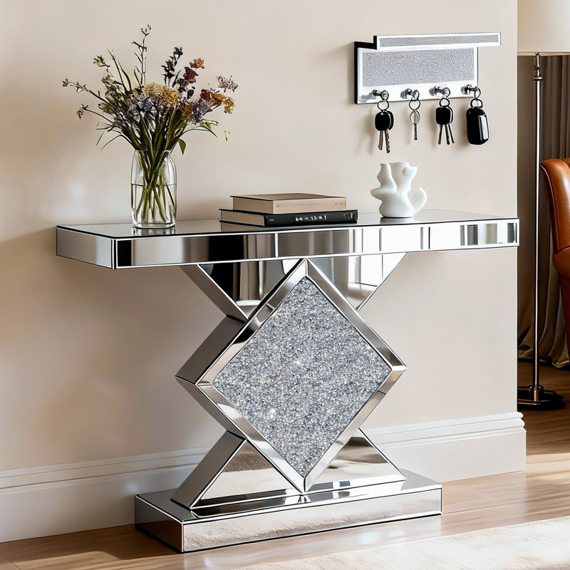Console à miroir 47,25 "avec crochet à clés Bling