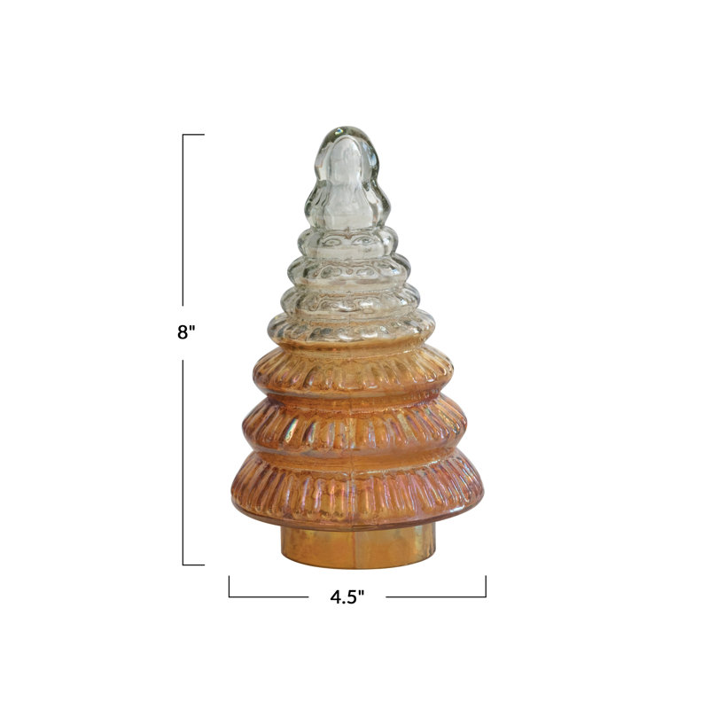 Arbre embossé en verre mercuré bicolore