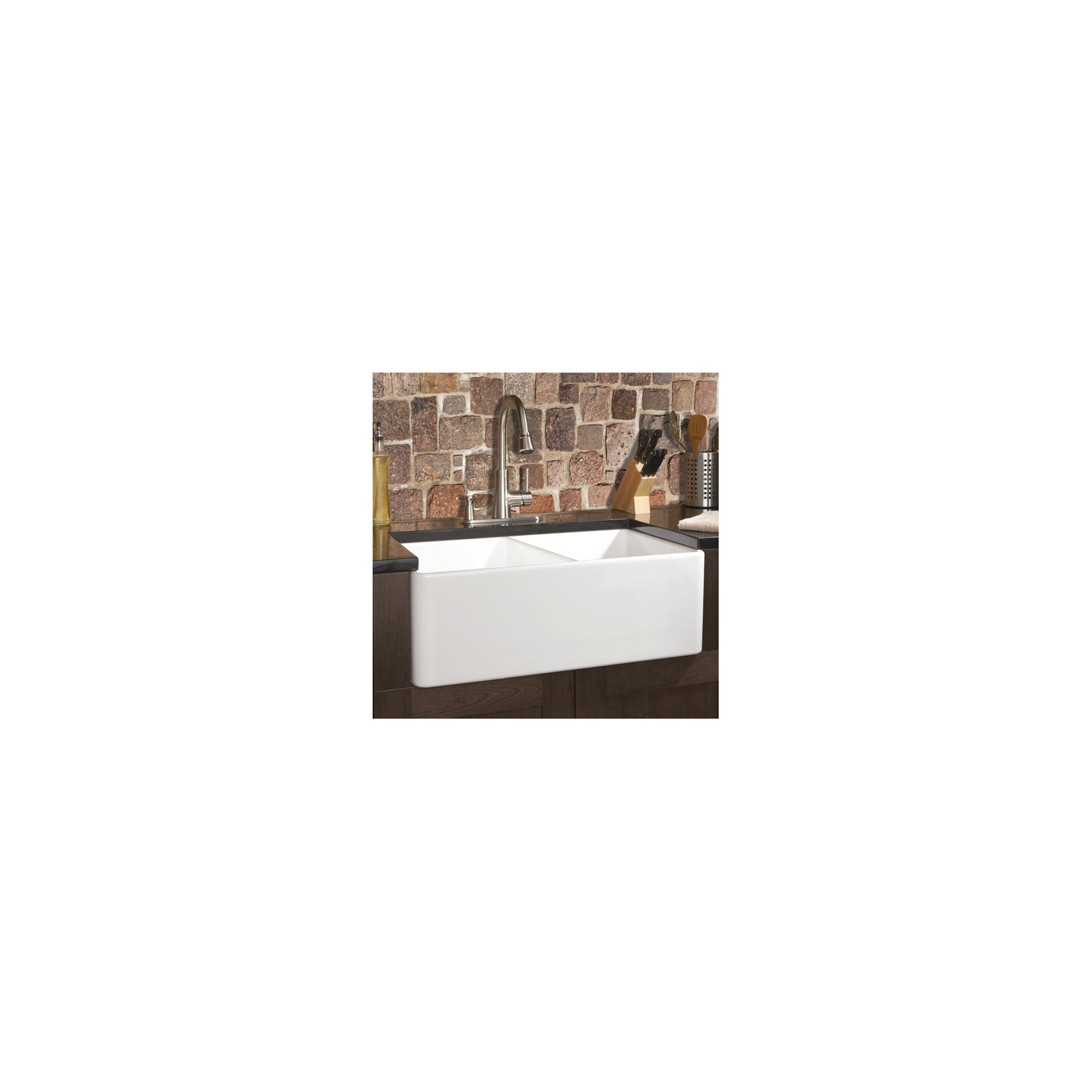 Lester 33" L x 20" W Double Basin Farmhouse Kitchen Sink