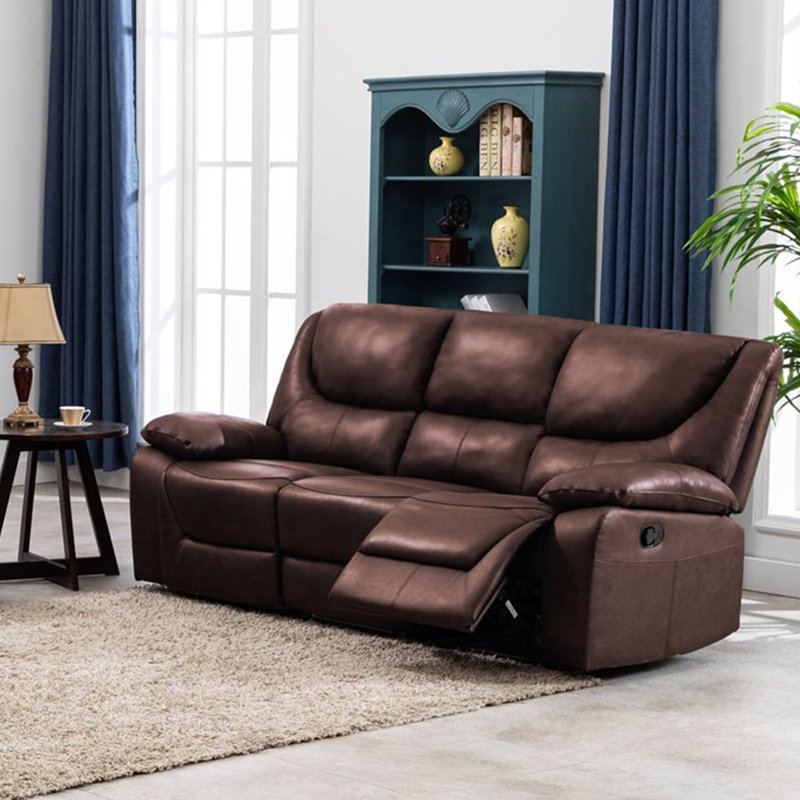 Canapé inclinable en cuir 81,5 po Canden, Similicuir brun