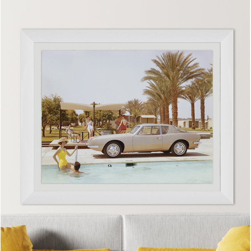 Friends Having Fun Near Pool Giclee Print, White, Brown, 21" H x 25" W x 2.375" D