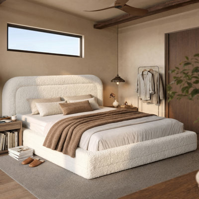 Upholstered Cloud Bed Frame With Anti-Collision Soft Rounded Corners