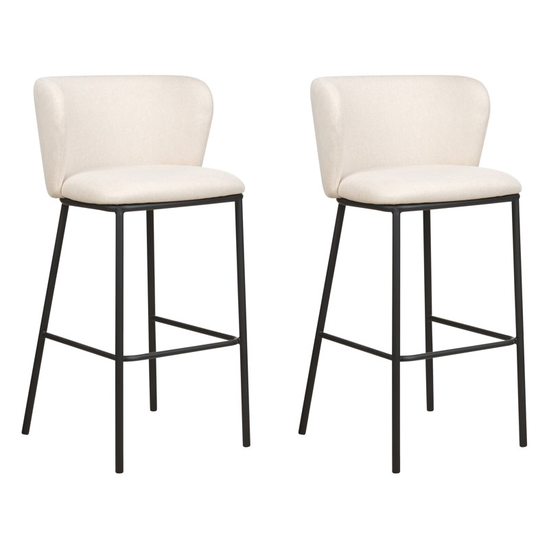 Mina Upholstered Counter Stool with Metal Frame, White