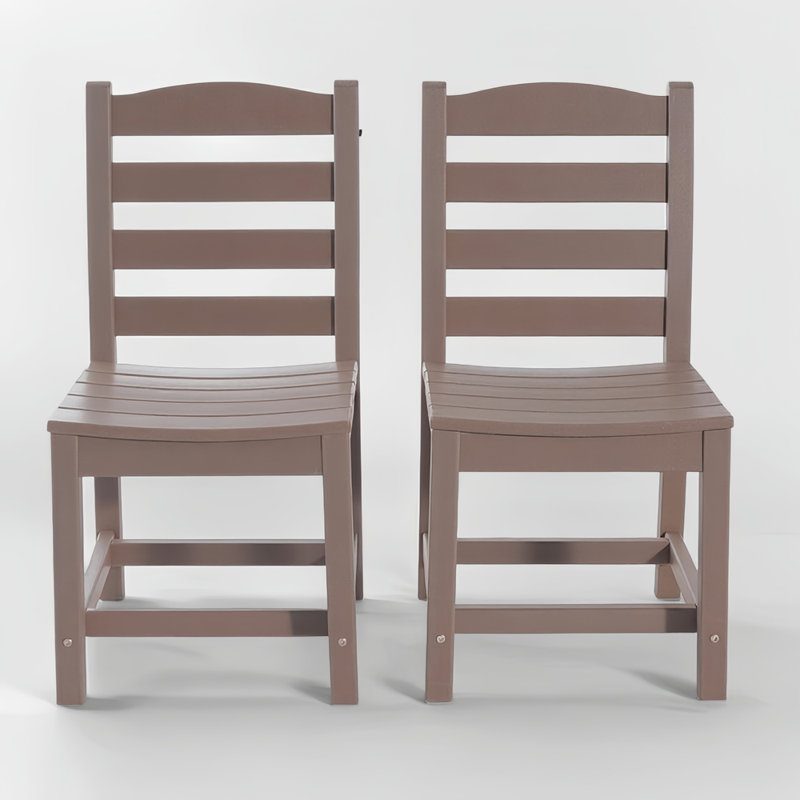 Chaises d'extérieur sans accoudoirs - PEHD ensemble de 2 matériaux, Chêne foncé antique