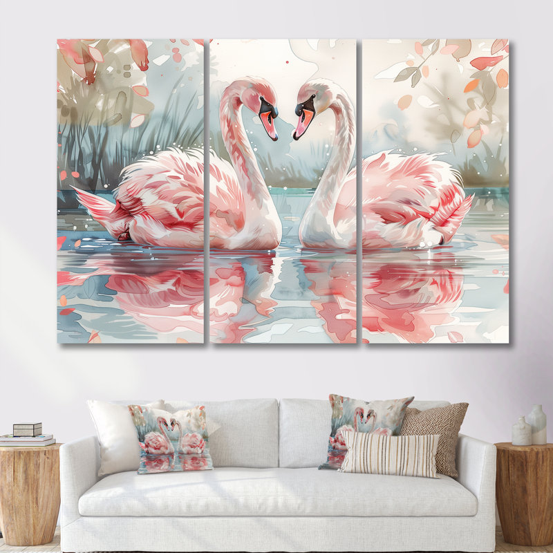 Ensemble de salon Chandler - Swans Animal Wall Art, Toile tendue, H 32 po x l 48 po x P 1 po