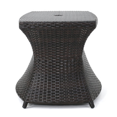 Zyta Rectangular Wicker Outdoor Side Table With Umbrella Hole , 34'' in. W 22'' in. D