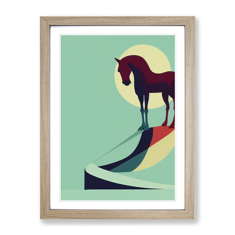 Lucky Horse Abstract - Framed Print, 64cm H x 46cm W x 2cm D, Oak