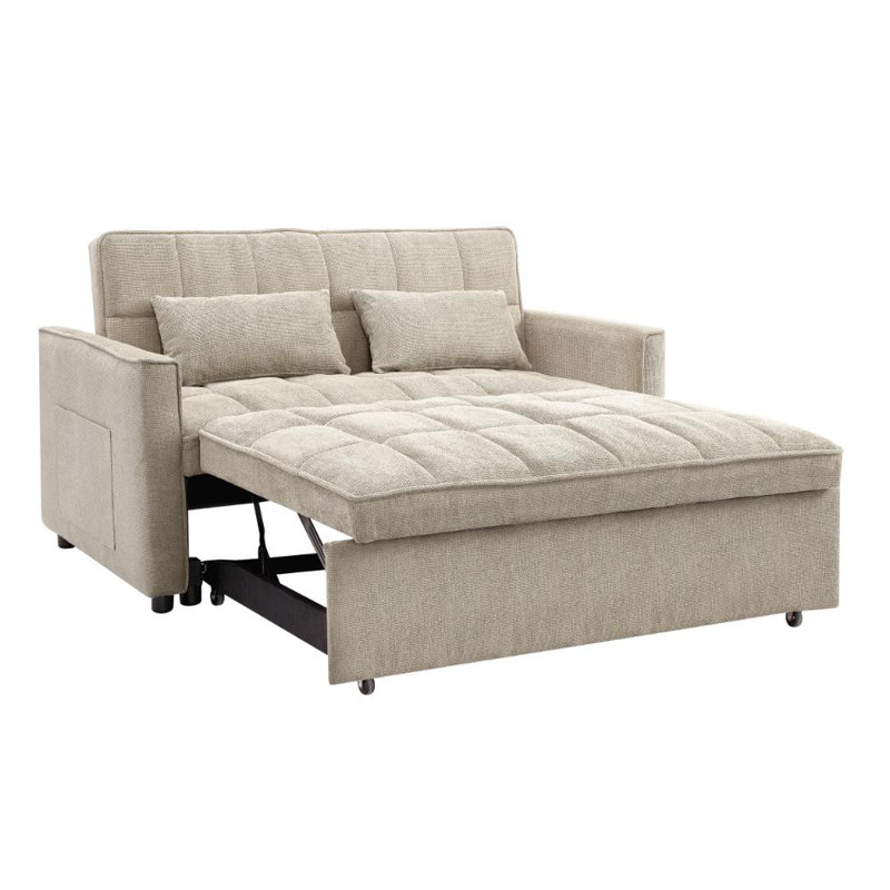 Harriet 2 Seater Linen Sofa Bed, Beige