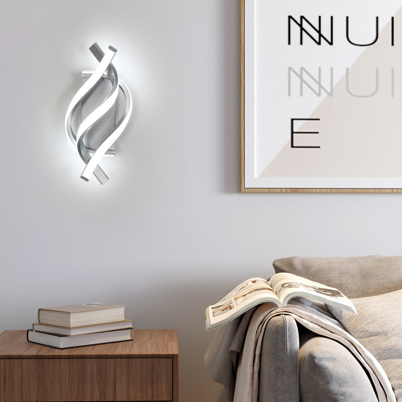 Shulin 3-Light Spiral-shaped Flush Mount Wall Sconce, 6500K, Silver