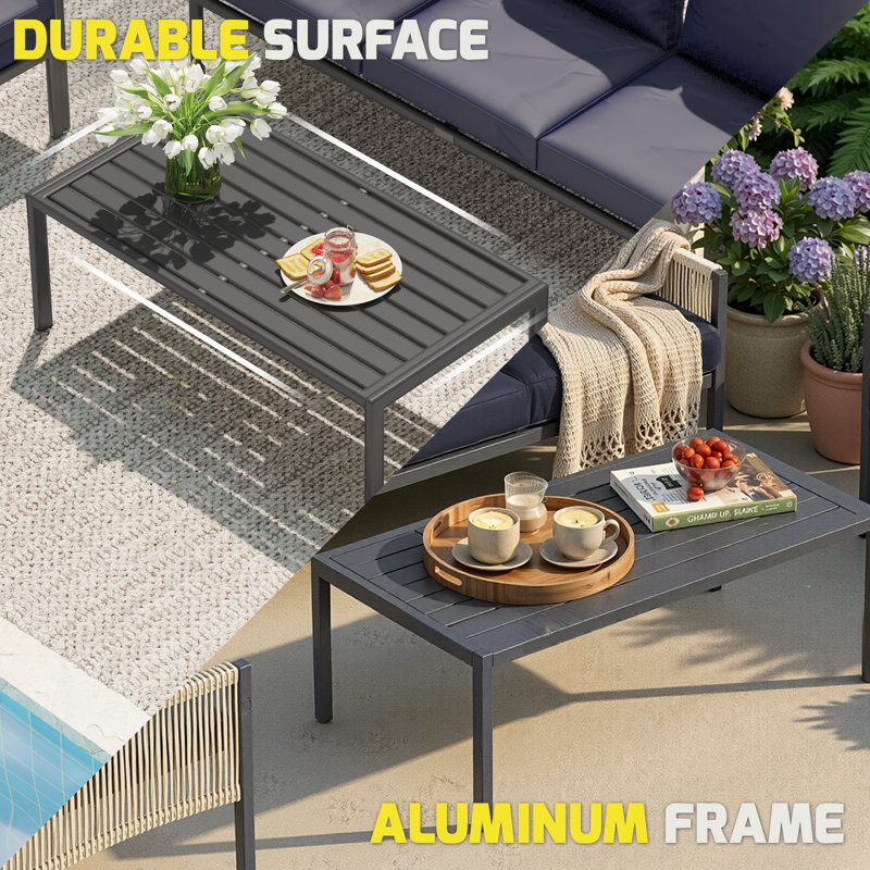 Outdoor Garden Furniture Set With Retractable Single Chair Patio Sofa Coffee Table Weather Resistant  Lounge Set For Garden Patio Balcony & Poolside