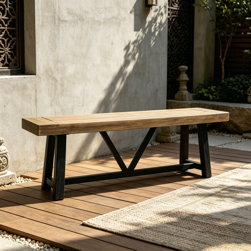 Banc d'extérieur en bois d'acacia, Noir - 2 pièces