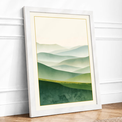 Misty Layered Hills Scandinavian - Framed Print