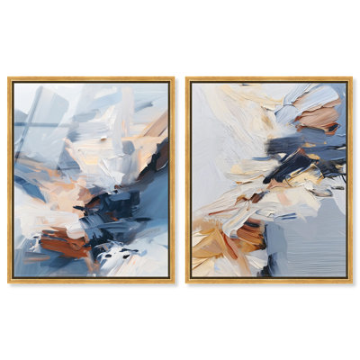 A Symphony in White I & II, ensemble de décorations murales imprimées en acrylique encadrées par Art Remedy, cadre doré, 16 x 20