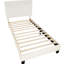 Lit simple tapissier simple en tissu respirant et mousse avec panneaux de tête de lit de conception moderne-118042391