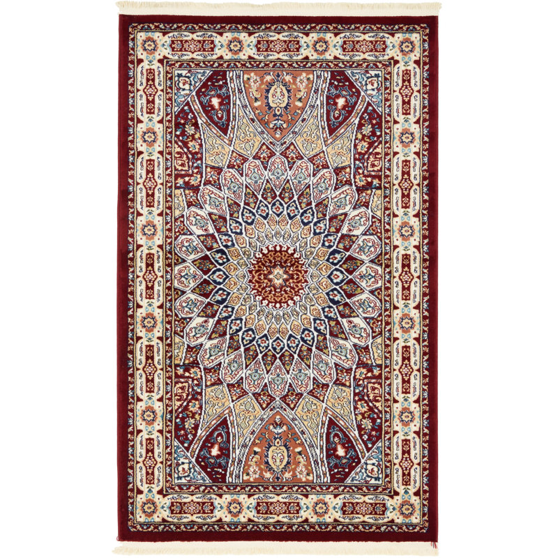 Tapis bleu Jackson Jackson, Burgundy, Rectangle 3 pi 1 po x 5 pi 3 po