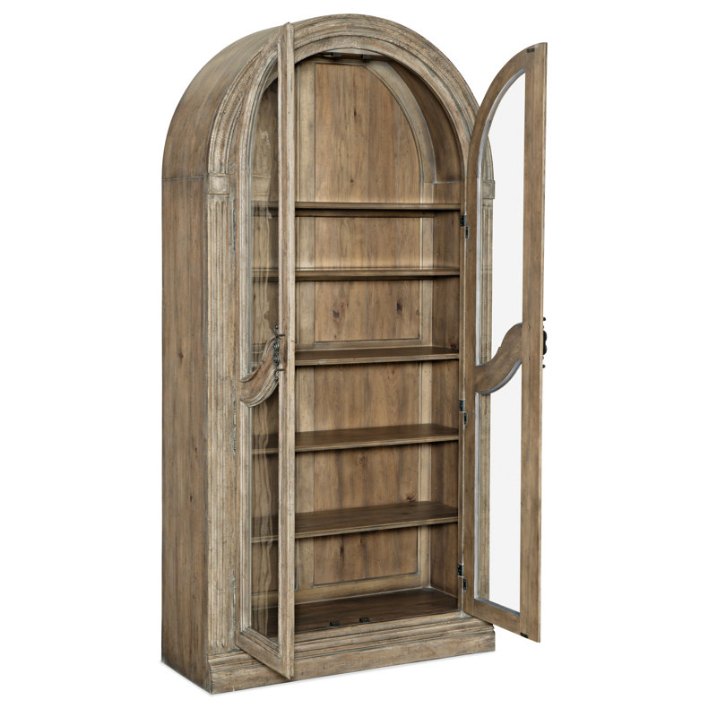 Castella Traditional Lighted Brown Curio Cabinet with Seeded Glass