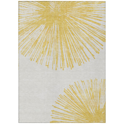 8' X 10' Ivory Abstract Washable Indoor Outdoor Area Rug