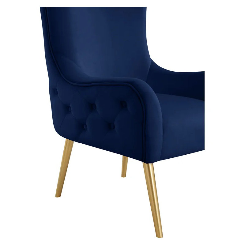 Fauteuil en velours à haut dossier Marjorie , Velours bleu marine