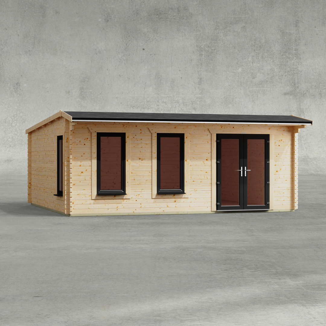 Powersheds 20 x 18ft Apex Log Cabin, Doors to the Right - 44mm