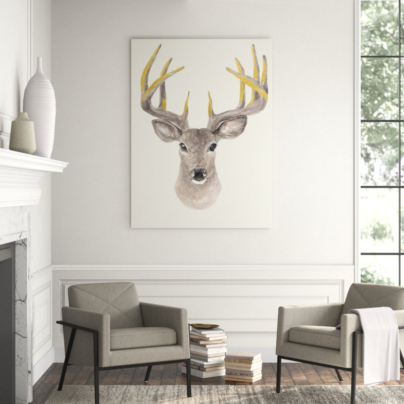 Deer Forest Print by Sara Brown, Gilded Gold, 48" H x 36" W x 1.5" D