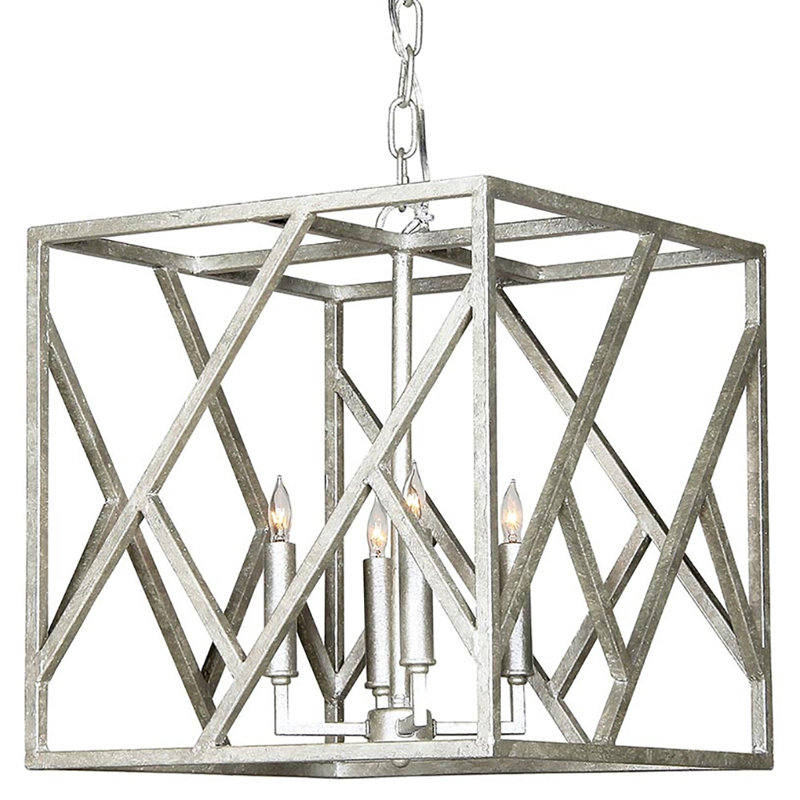 Lustre carré à 4 lumières Webster, Blanc huître