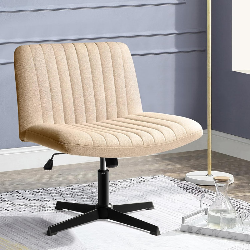 Fauteuil de bureau Criss Cross, chaise de bureau confortable à pieds croisés sans roulettes, siège moderne à hauteur ajustable et pivotant en tissu pour ordinateur personnel