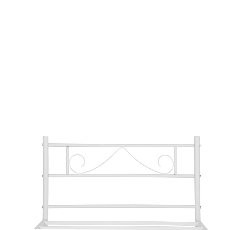 Metal Bed Frame with Beard Design Headboard, Single (3'), White