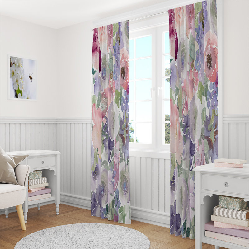 Panneau de rideau floral semi-transparent, L 40 po x L 61 po